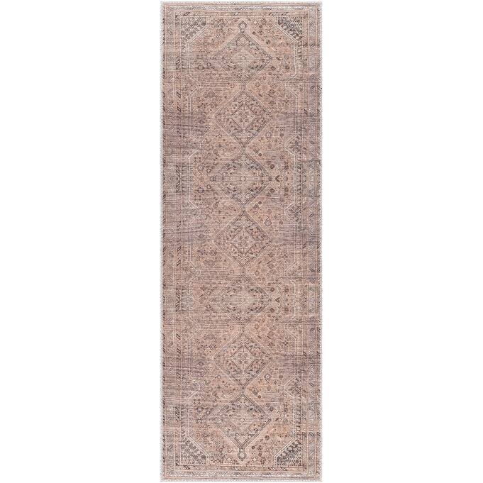 Livabliss Verninac Distressed Medallion Printed Washable Rug - Burnt Orange - 2' 7" x 7' 10"