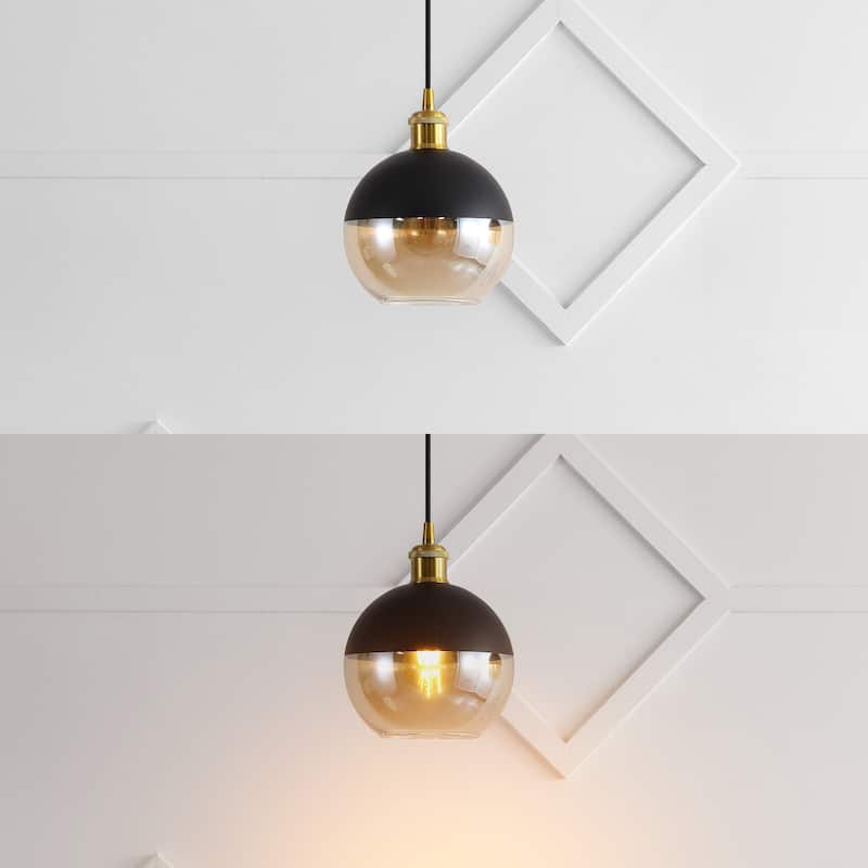 Goldwater 7.5" Adjustable Drop Globe Metal/Glass LED Pendant, by JONATHAN Y