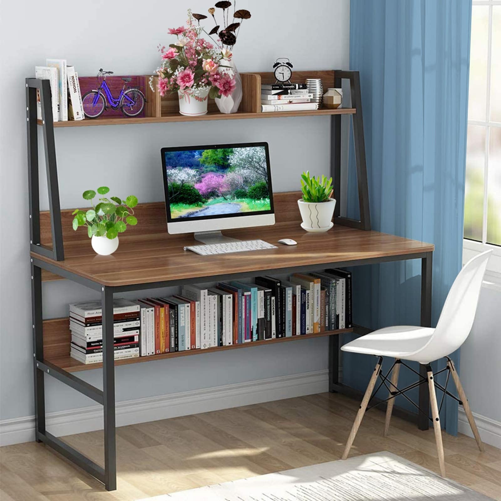 47.2 Home Office Desk, Computer Desk, Storage Desk Morden Style with Open  Shelves Worksation, Brown & Black - Bed Bath & Beyond - 36256637