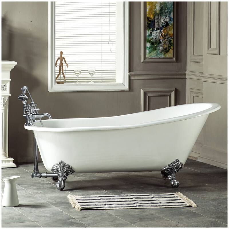 Kingston Brass Aqua Eden 67" Cast Iron Clawfoot Tub with 7" Faucet