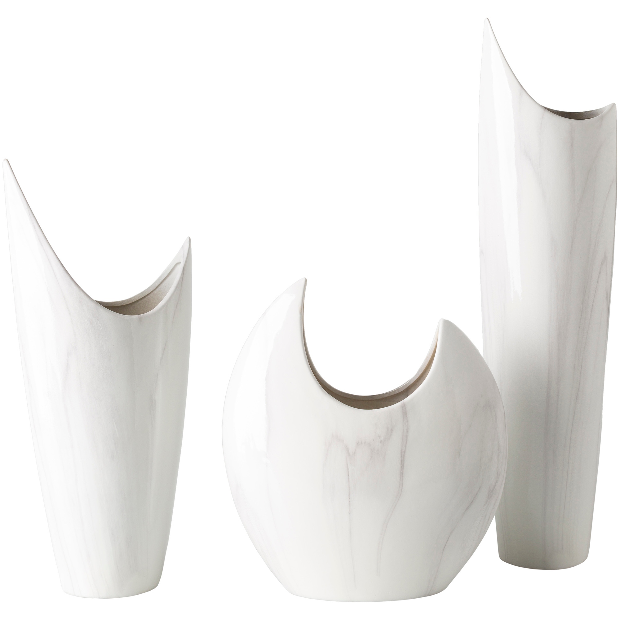 Dobri White Ceramic Modern Decorative Vase (Set of 3) Dobri White Ceramic Modern Decorative Vase (Set of 3)