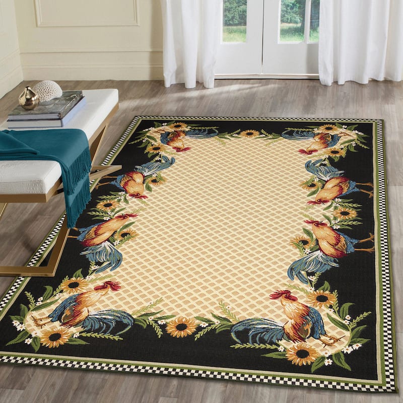 Liora Manne Marina Country Rooster Indoor/Outdoor Rug - 4'10" x 7'6" - Yellow