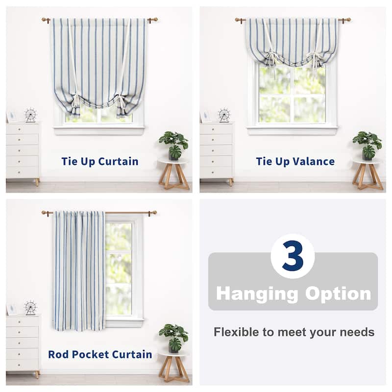 DriftAway Farmhouse Linen Blend Blackout Tie Up Curtain