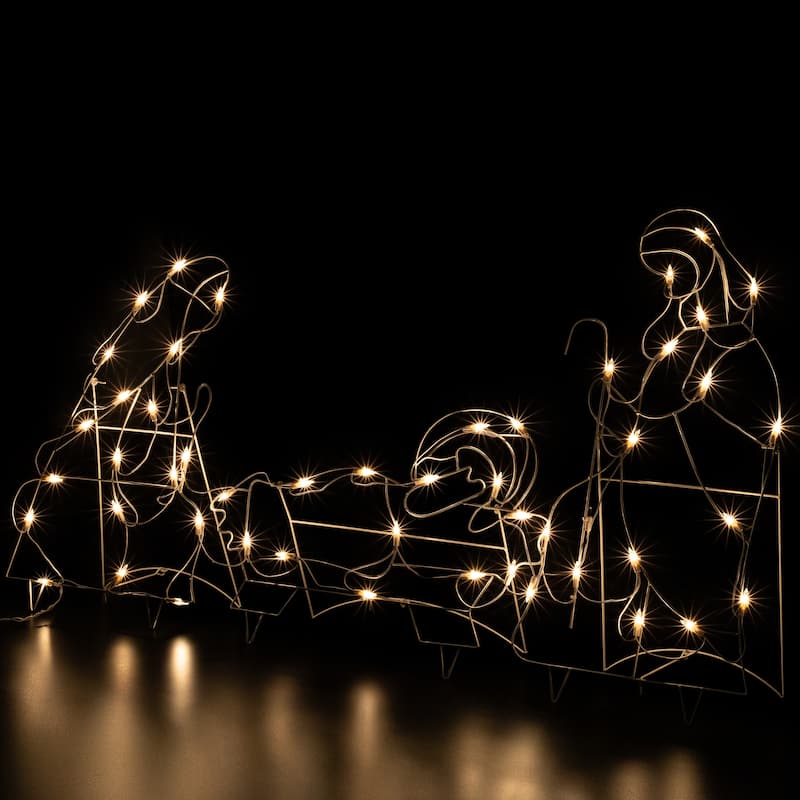 3-Piece Lighted Holy Family Nativity Scene Outdoor Christmas Decor Set - White