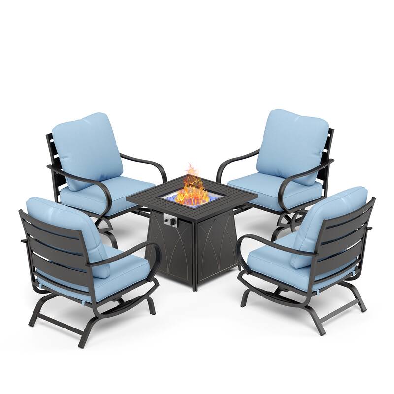 MAISON ARTS Patio Conversation Set 5 Pieces with 28'' Gas Fire Pit Table