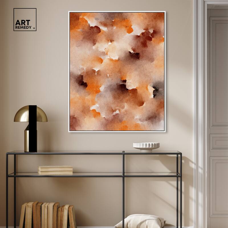 Art Remedy Dried Peach In Caramel Syrup Framed Watercolor Boho Abstracts