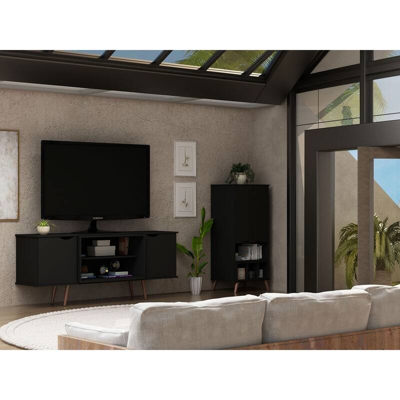 Hampton Mid Century Modern Wood 62.99 In. Media Cabinet Console