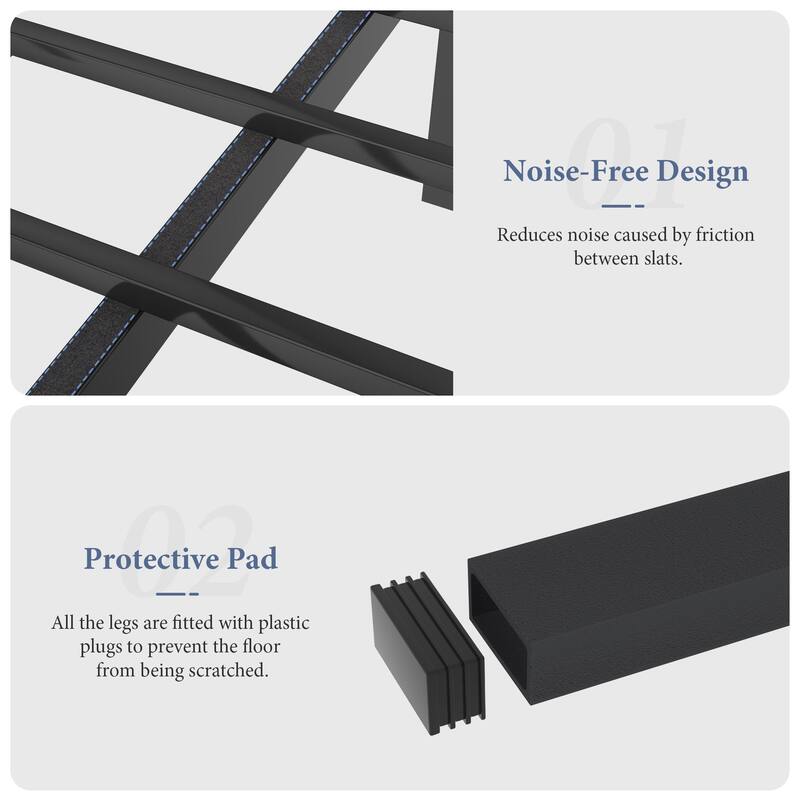 VECELO Platform Bed Frame with Wooden Headboard Heavy Duty Steel Slats Support No Box Spring Needed