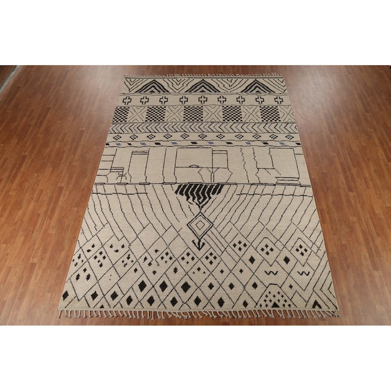 Trellis Moroccan Oriental Area Rug Handmade Wool Carpet - 8'9"x 12'3"