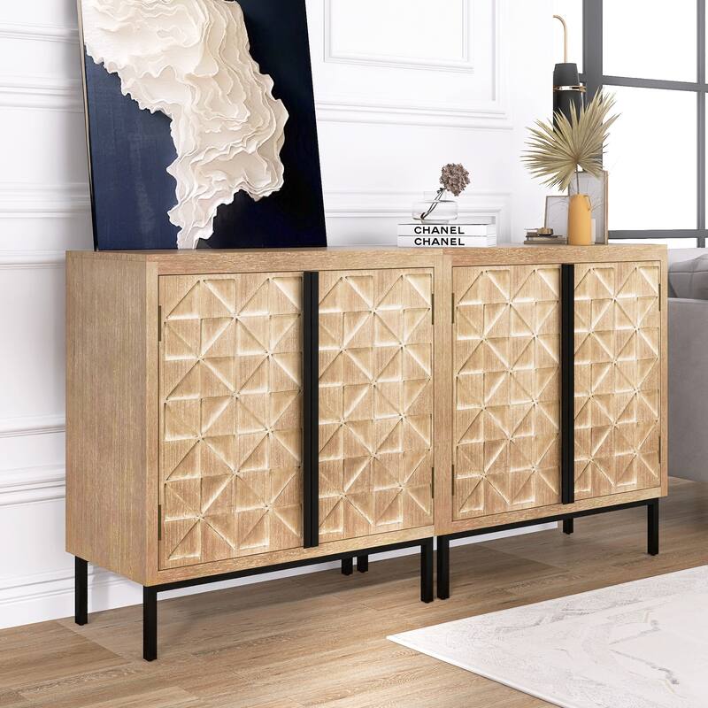 Antique brown 29 in. H Accent Cabinet with 2 Shelves and 4 Doors - 55.20" x 13.50"