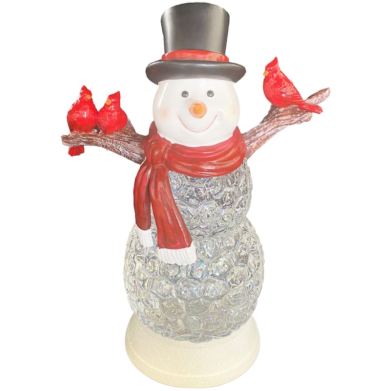 11" LED Snowman and Cardinal