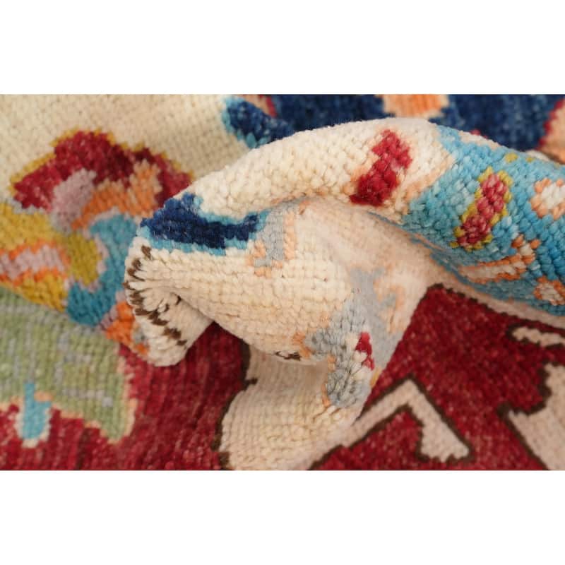 Hand Knotted Oriental 100% Wool Carpet Transitional Floral Red Oushak Area Rug - 12' 0'' X 9' 3''