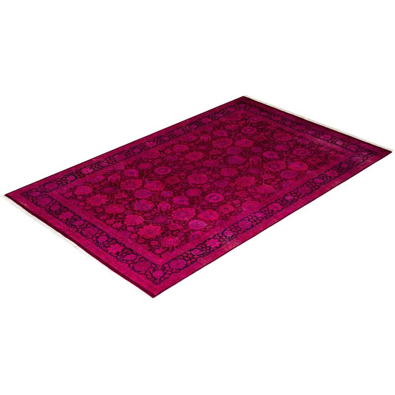 Contemporary Overdyed Wool Hand Knotted Area Rug - 6' 1" x 9' 4"