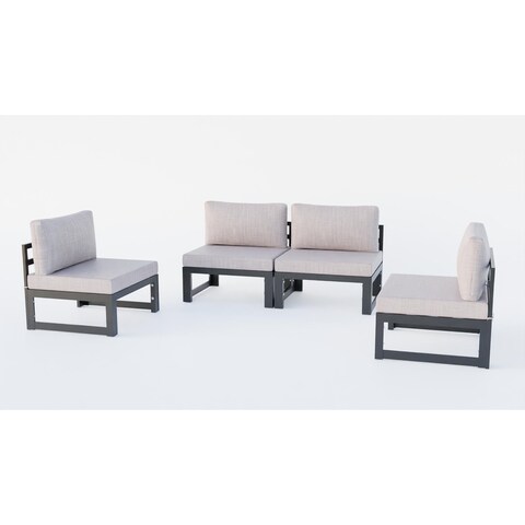 LeisureMod Chelsea 4-Piece Armless Patio Sectional with Cushions