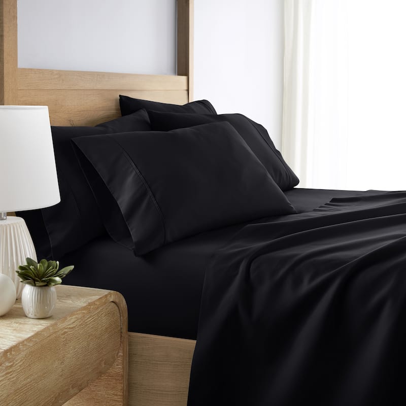 Becky Cameron Double Brushed Deep Pocket 6 Piece Sheet Set - Twin - Black