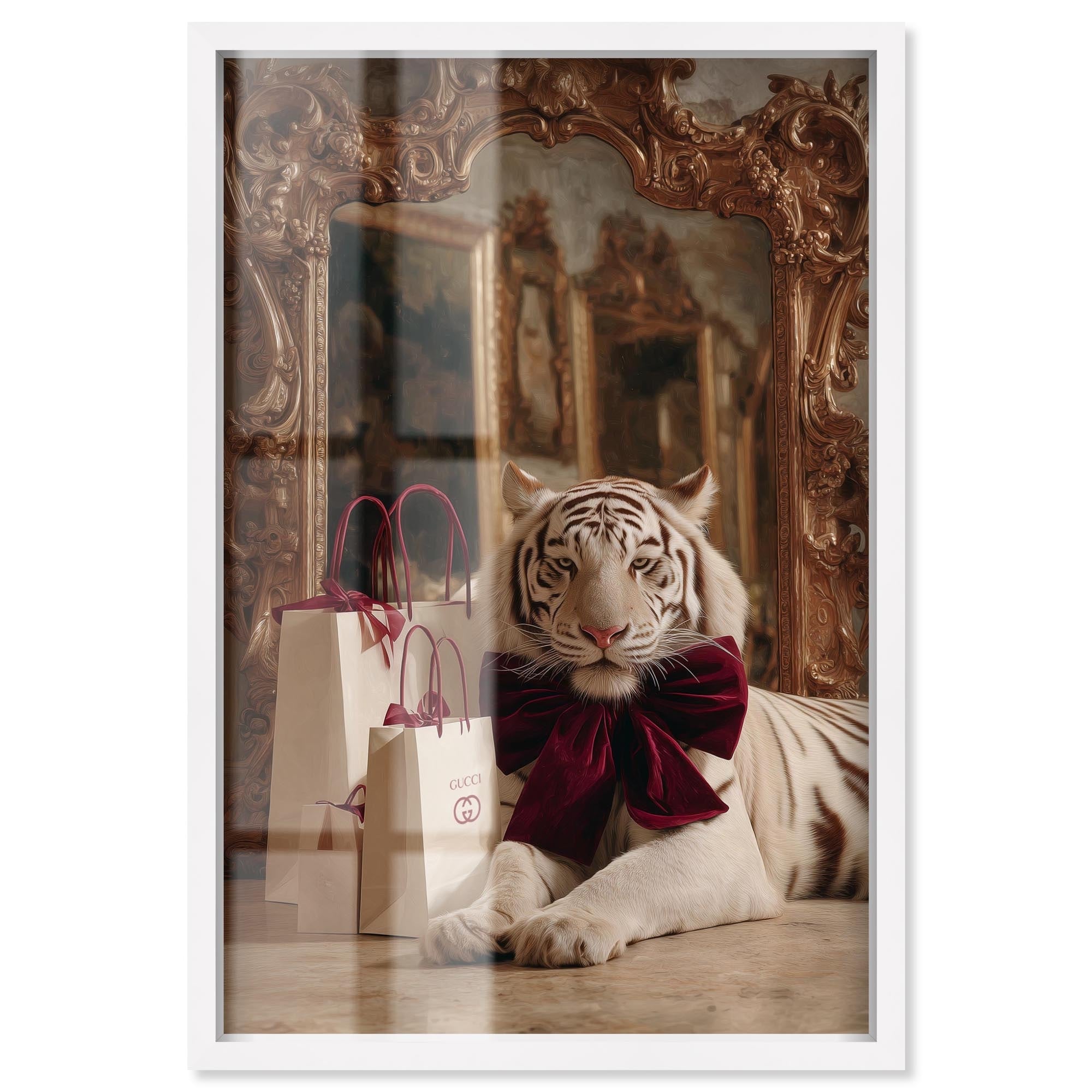 Velvet Bow Tiger Glam Art Shadowbox Print by Art Remedy