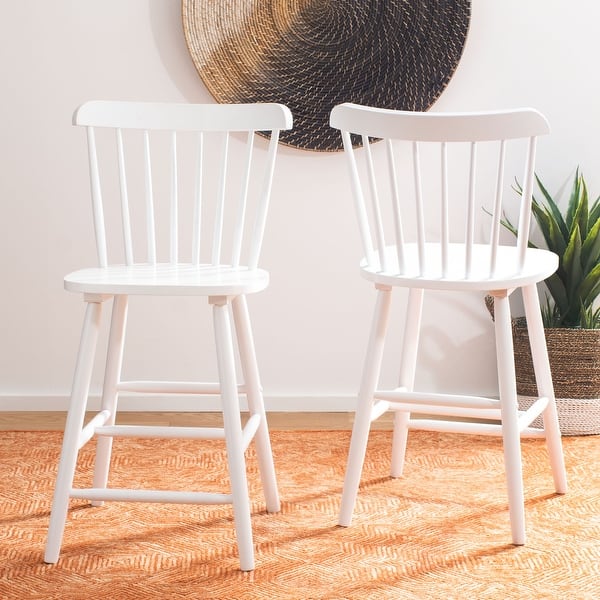 slide 2 of 50, SAFAVIEH Galena 24-inch Spindle Farmhouse Counter Stool (Set of 2) - 20"W x 20"D x 38"H White