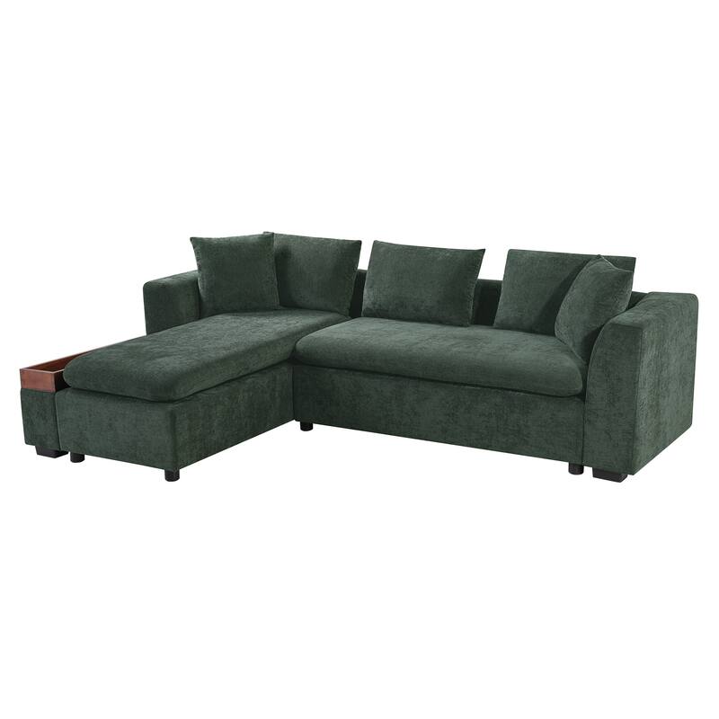 Roomfitters 93.7" L-Shaped Upholstered Sectional Sofa with Wooden Storage Compartment