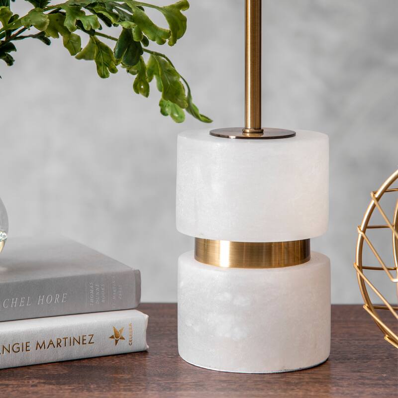 Nuloom 31" Marble Mounted Pole Linen Blend Shade Table Lamp - 10"W x 10"D x 31"H