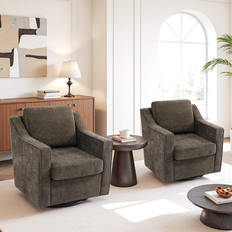 Modern Swivel Upholstered Armchair Accent chair Set of 2