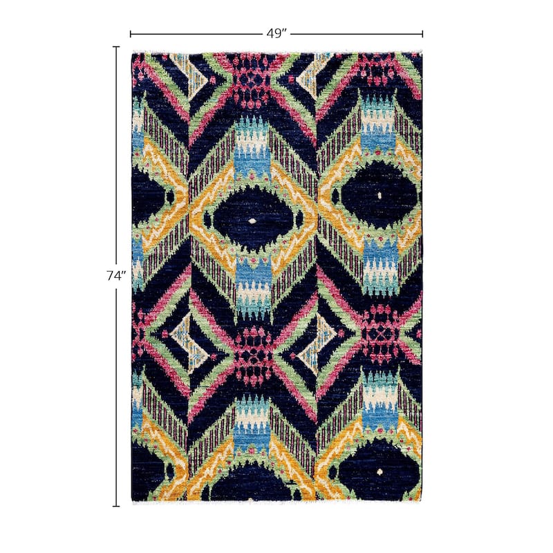 Contemporary Overdyed Wool Hand Knotted Area Rug - 4' 1" x 6' 2"