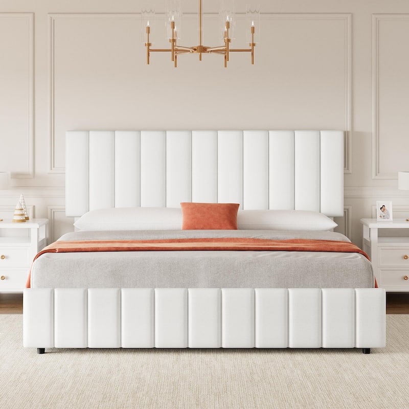 Bed Frame with 4 Storage Drawers and Adjustable Headboard