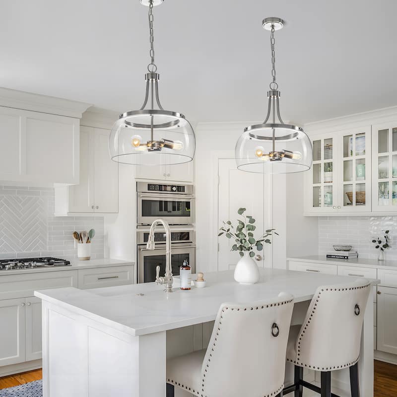 Starsky 1/3-Light Modern Clear Glass Dome Pendant Light