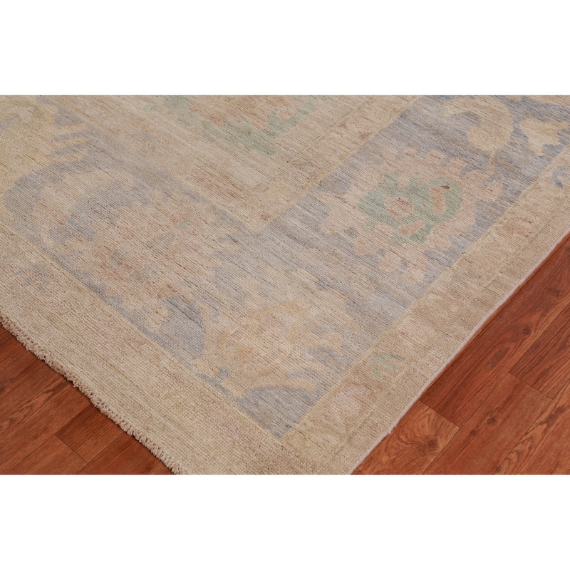 Hand Knotted Oriental 100% Wool Carpet Transitional All-Over Beige & Ivories Oushak Area Rug - 13' 8'' X 10' 1''