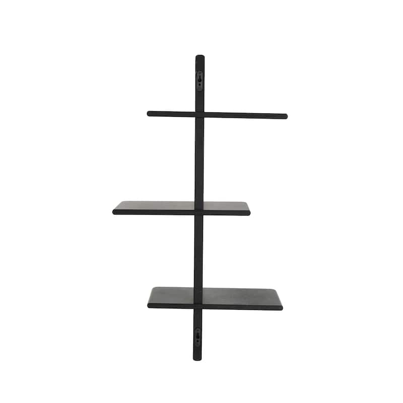 Wood Handmade 6 Shelf Wall Shelf - Light Brown or Black - Roche River Decor