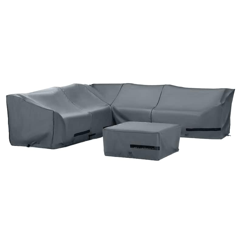 Deco 6 Piece Polyester Outdoor Patio Sectional Deluxe Furniture Covers - Grey
