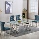 preview thumbnail 1 of 5, Dining Table Modern Tempered Glass Table with Steel Heavy Base Kitchen