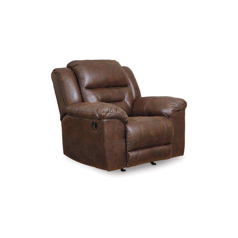 Aky Manual Rocker Recliner Chair, Smooth Chocolate Brown Faux Leather