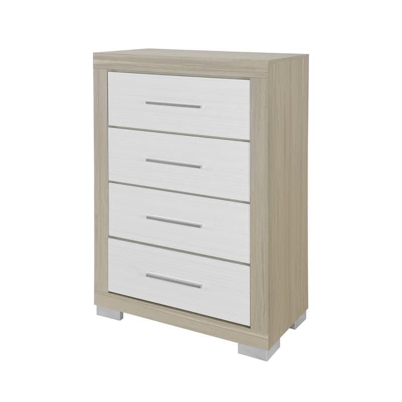 HomeRoots 31" Natural And White Wood Four Drawer Dresser