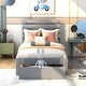 preview thumbnail 1 of 7, Twin Size Platform Bed with Drawer Grey