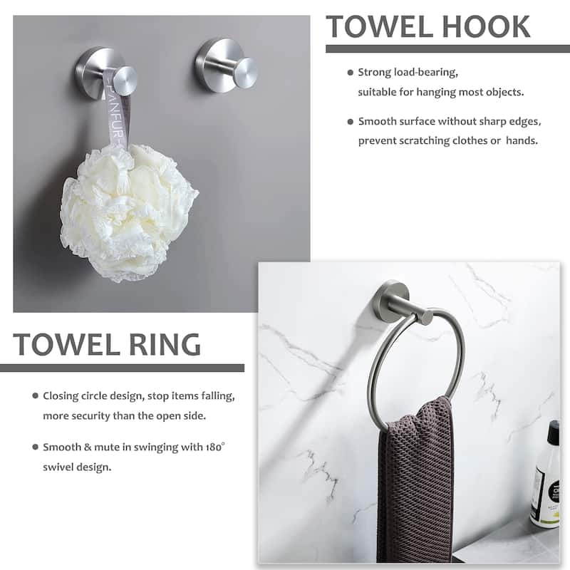 3-Piece Bath Hardware Set Towel Ring Towel Holder Set