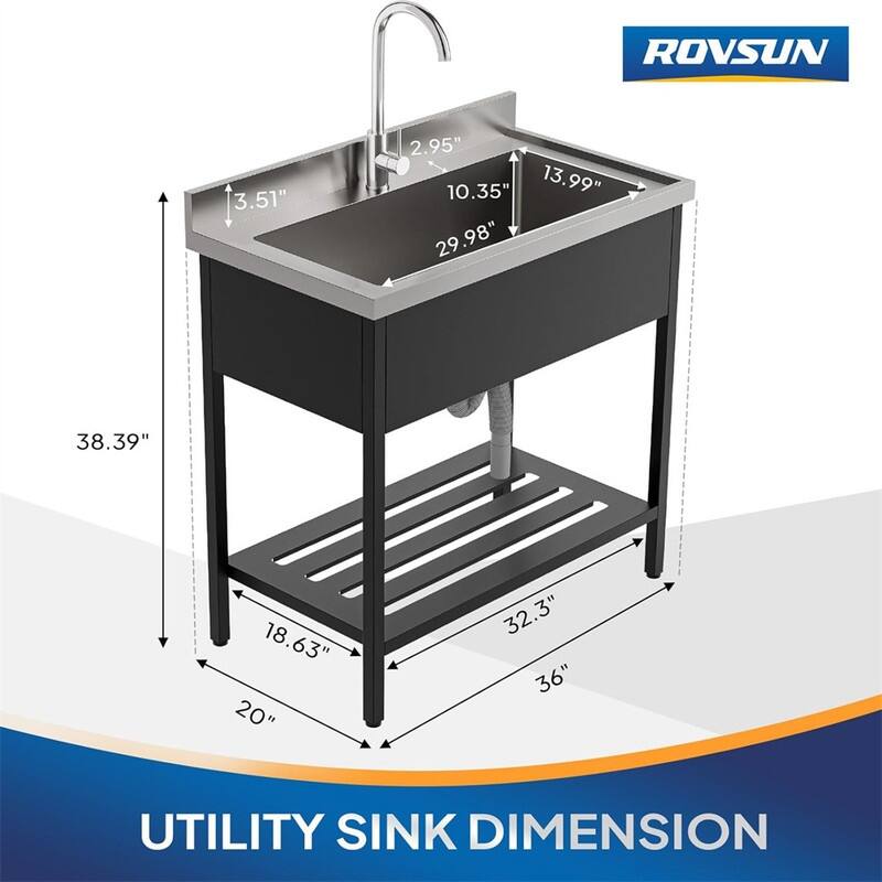 Freestanding Stainless Steel Utility Sink Laundry/Kitchen Sink With Faucet & Legs
