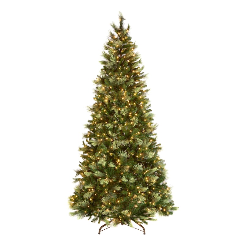 National Tree Company 9 ft Pre-Lit Charleston Pine Artificial Christmas Tree with 600 Clear Lights, Includes Metal Stand