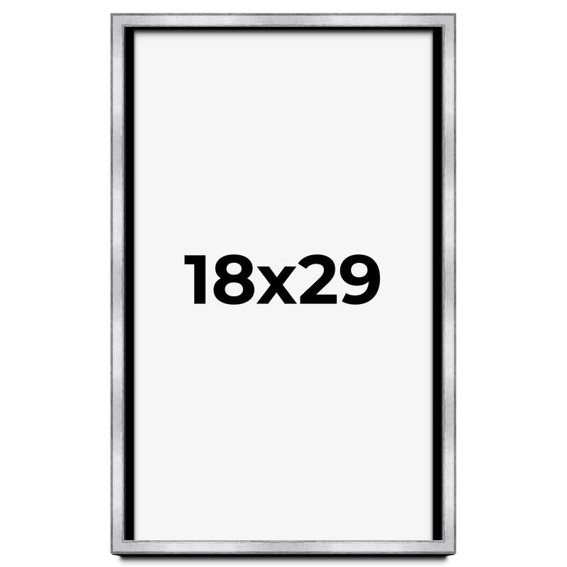 18x29 Shadow Box Frame Silver | 1.375 Inches Deep Real Wood
