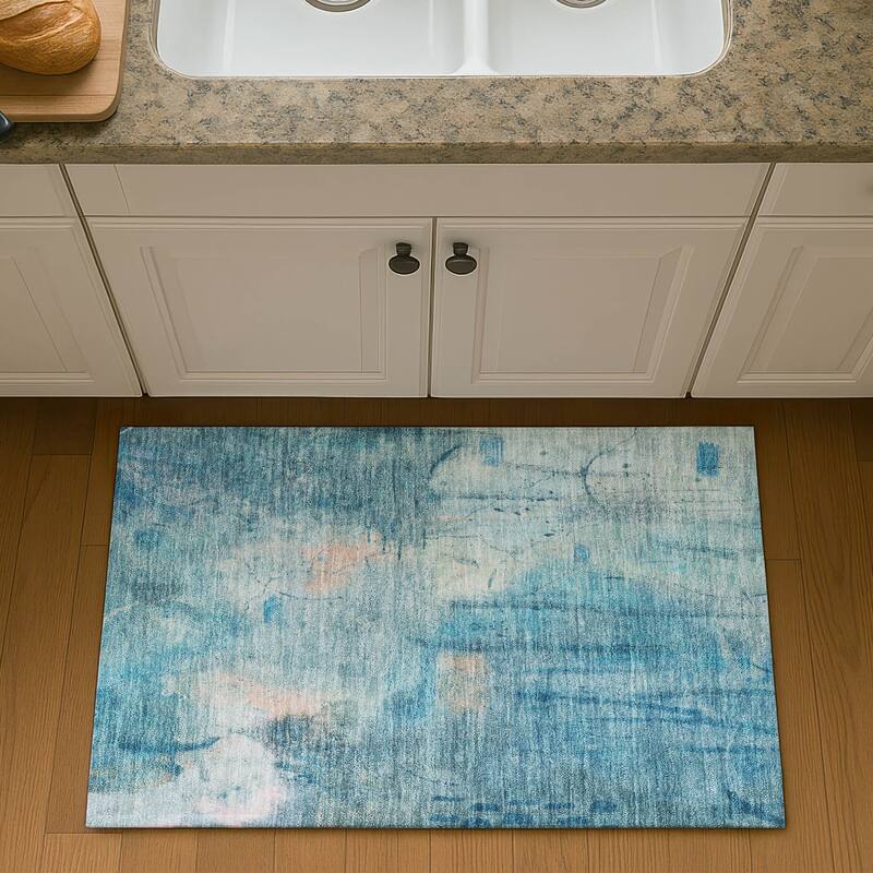 Premium Washable Super Soft Abstract Glam Mayfield Rug - Blue - 1'8" x 2'6"