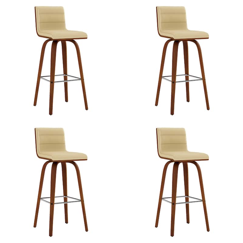 Skara Swivel Bar Stool, Upholstered Bar Height Chair with Bentwood Frame