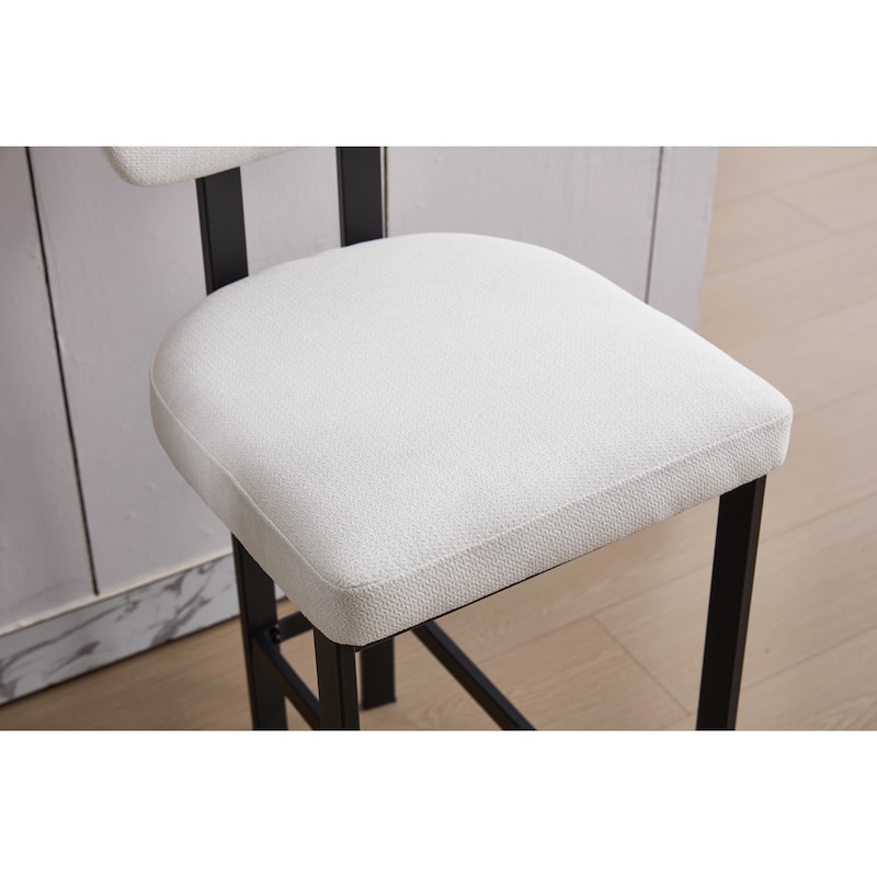 Bar Stools Set of 2, 26 Inch Modern Upholstered Fabric Counter Height Barstools