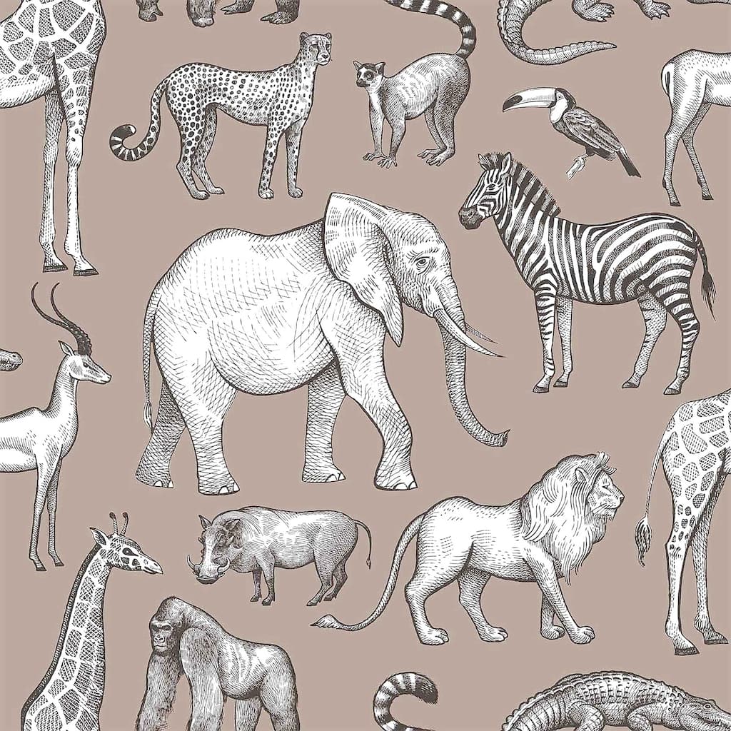 Chesapeake Kenji Light Brown Safari Wallpaper - 20.9 x 396 x 0.025