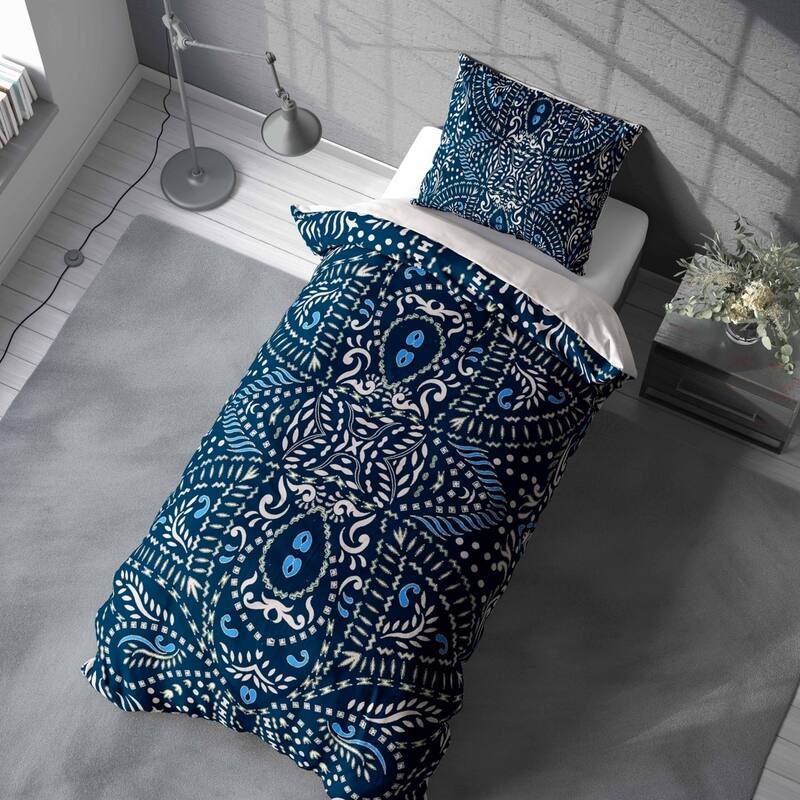 BollyDoll Bohemian Duvet Cover 68x94 in Navy, Blue, White On Sale