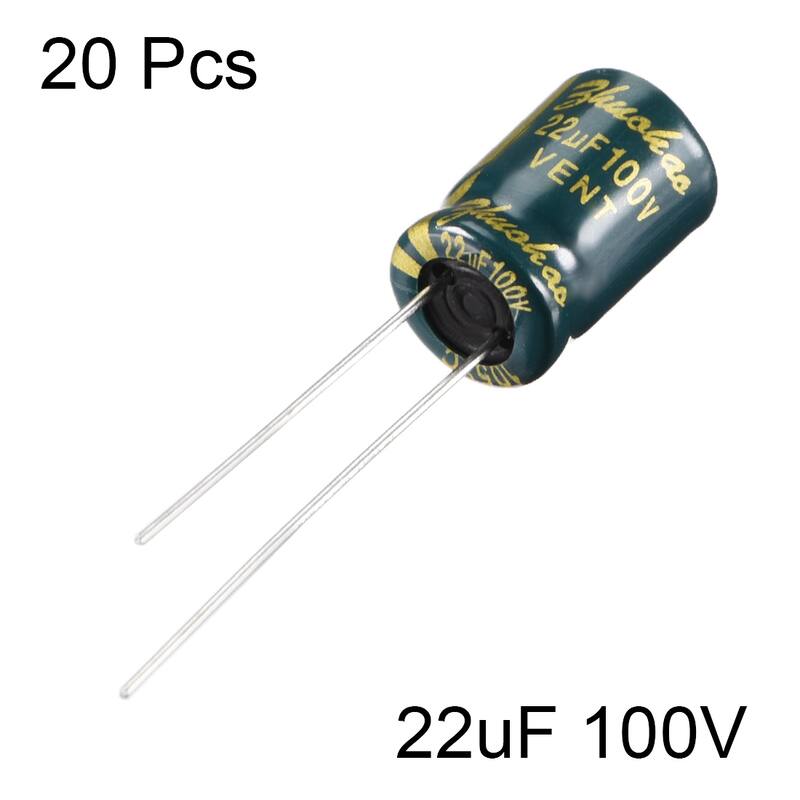 Aluminum Radial Electrolytic Capacitor Low ESR Green 22uF 100V 8x12mm 20pcs - 22uF 100V 8x12 20pcs