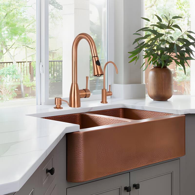 Built in Copper Soap Dispenser Refill from Top with 17 OZ Bottle - 3 Years Warranty