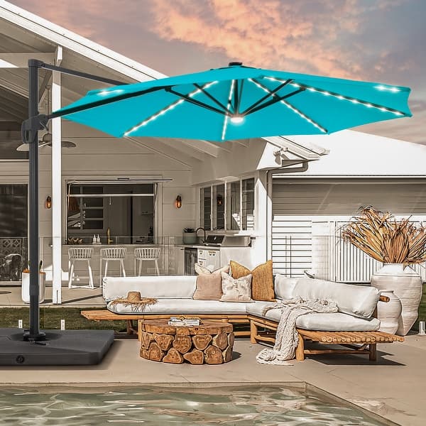 BONOSUKI 11FT LED Cantilever Patio Umbrella Angle Adjustment With Base - On Sale - Bed Bath & Beyond - 40240029 BONOSUKI 11FT LED Cantilever Patio Umbrella Angle Adjustment With Base - On Sale - Bed Bath & Beyond - 40240029