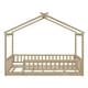 preview thumbnail 30 of 30, White Twin Size Wood House Bed Frame with Fence