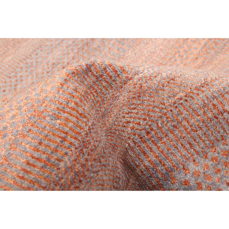 ECARPETGALLERY Hand-knotted Finest Silk Shadow Rust Silk, Wool Rug - 2'7 x 14'3