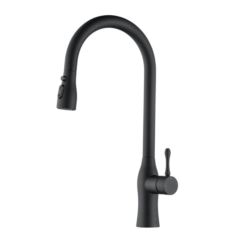 Topcraft Single Handle Pull Down Kitchen Sink Faucet - Matte Black