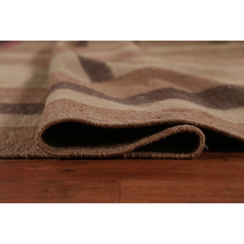 Hand Woven Oriental 100% Jute Carpet Southwestern Modern Brown Kilim Area Rug - 13' 4'' X 9' 10''